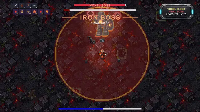 Fighting the Iron Boss in the Voxel universe