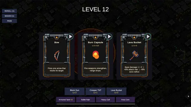 Level-up cards to shape your build